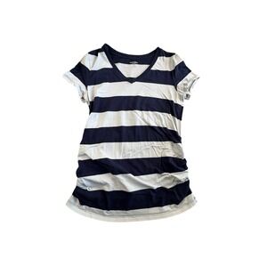 Old Navy Maternity Striped V-Neck Tee Size M Blue White